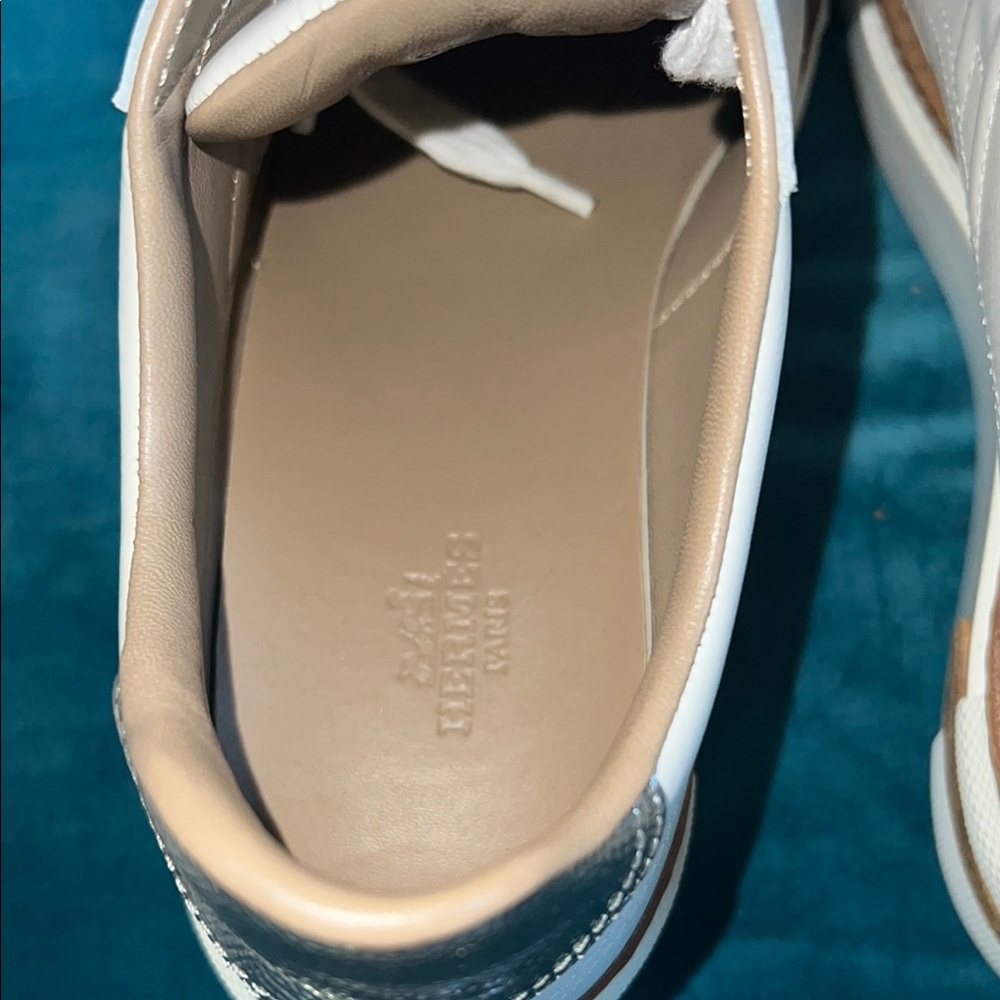 Hermes Calfskin Polo Sneakers 37.5 White - Picture 9 of 16